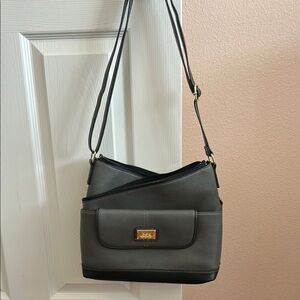 Gray Leather Shoulder Bag